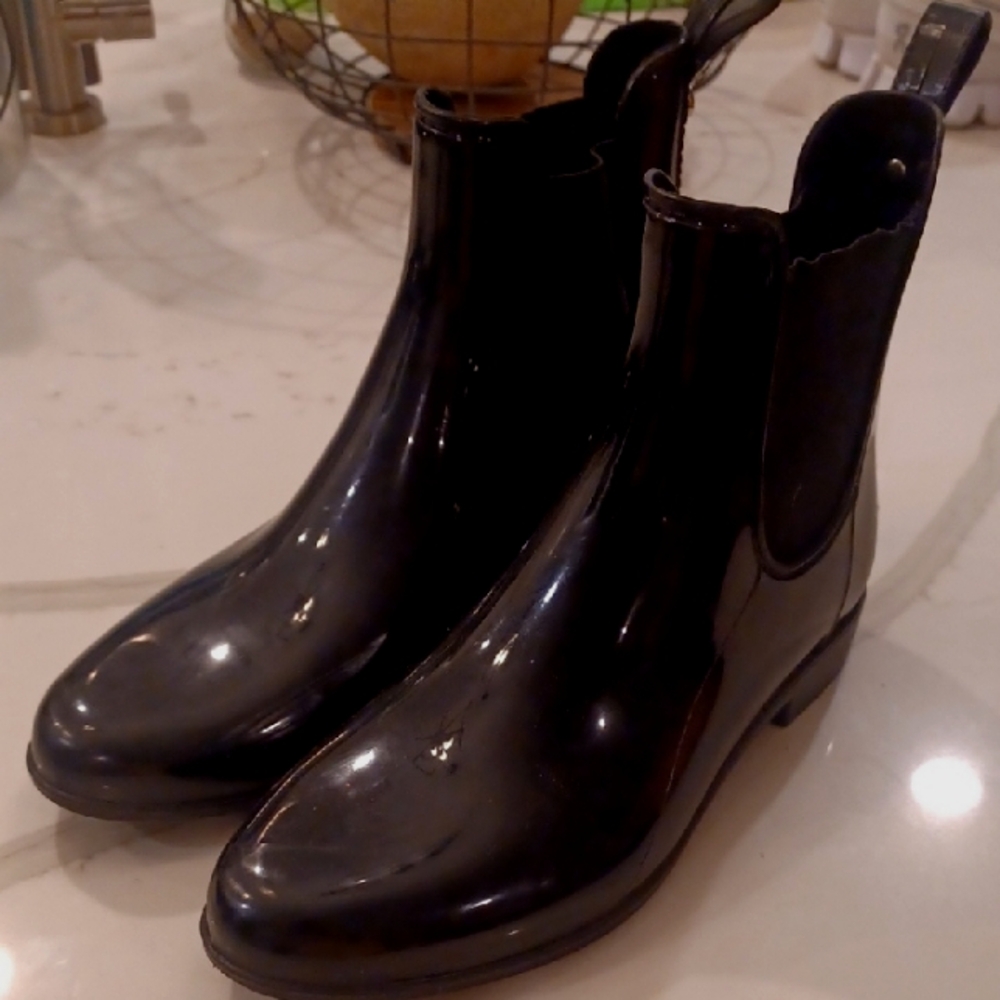 MARC FISHER RAINY2 BLACK PVC RAIN BOOTS WOMEN'S SZ 8